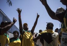 Elated: ANC supporters welcome the news that higher education will be free for some but it may eat into the health budget.